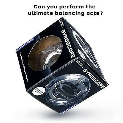 Thames & Kosmos Gyroscope | Essential STEM Tools | Classic Physics Science Toy for Kids & Adults | Experiments in Motion, Forces & Gravity | Includes Clear Sphere Stand & Storage Case | Ages 8+