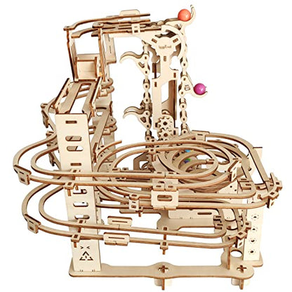 3D Wooden Marble Run Puzzle, Wood Crafts Mechanical Marble Run DIY Assembly Building Model Kits, Wooden Crafts Brain Teaser Puzzles, Christmas Birthday Gifts for Adults & Teens - color: Marble Run
