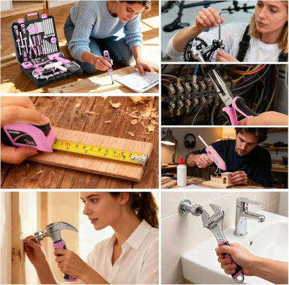 GRENPRO 188PCS Pink Cordless Drill Tool Set For Women Tool Kit For Home Box - style: Pink Power Drill Set 188PC
