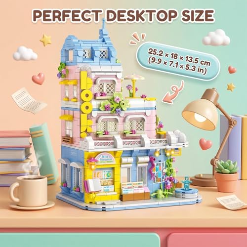 City Street View Building Blocks, Modular Architecture Model - color: Pastel Macaron