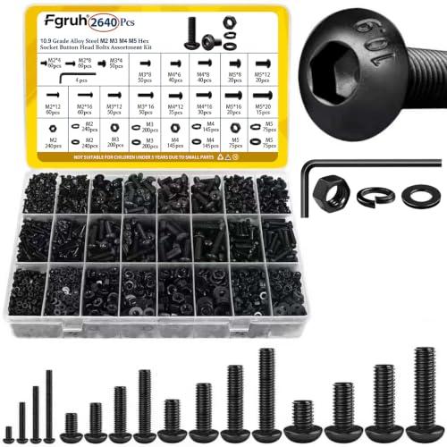 2640PCS M2M3M4M5 Metric Hex Socket Button Head Screws Assortment Kit - size: M2M3M4M5 2640pcs