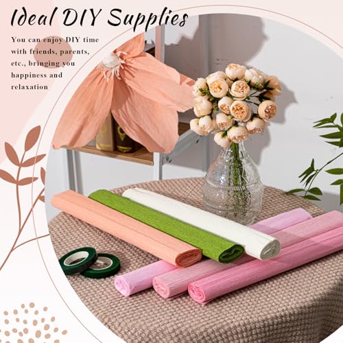 6 Colors Crepe Paper Kit 17 x 98 Inch, Pink and Green Series - color: Pink and Green Series