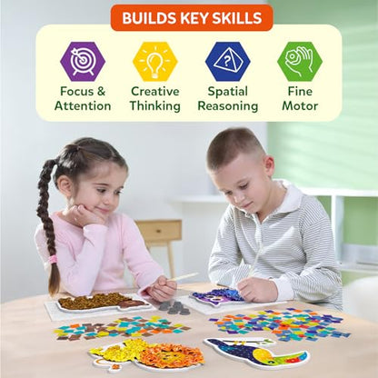 Skillmatics Poke-in Art – Animals, Wood Craft Kit, Gift for Boys & Girls - style: 4. Animals