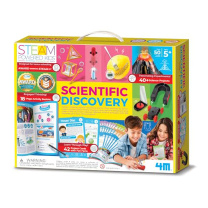 4M Scientific Discovery Kit for Kids Ages 8-12 – Over 50 STEM Experiments in Physics, Chemistry, Magnetism & Bubble Science, Build a Lemon Clock, Volcano, Magnetic Racer, Hover Disc, Educational Gift - style: Scientific Discovery