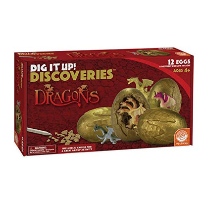 MindWare Dig It Up! Discoveries Dragon Eggs Dig Kit - Includes 12 Dragon Eggs with Toys Inside, Chisel Tools, Instruction Sheets & Excavation Guidebook