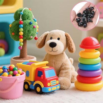 60Pcs 15mm Safety Eyes, Spiral Black Plastic Safety Eyes Crafts Safetys Eye with Washers for Bear Doll Puppet Plush Animal DIY Craft