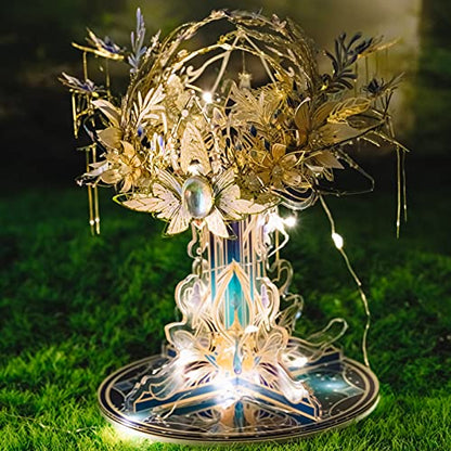 MU Fairy Series Elf Crowns 3D Metal Model Kits Fairy Crown Cinderella Princess Puzzles Kits for Adults, DIY Miniature Dollhouse Building, Birthday New Year Xmas Gift - color: Elf Crown
