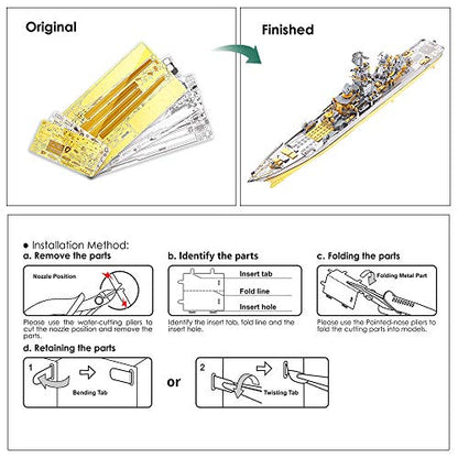 Piececool 3D Metal Puzzles for Teens, Russian Battlecruiser Pyotr Velikiy Battleship Model Kit, 3D Warship Models Building Puzzle for Adults DIY Toys, Birhtday Christmas Gift for Boys Men, 270 Pcs - color: Pyotr Velikiy