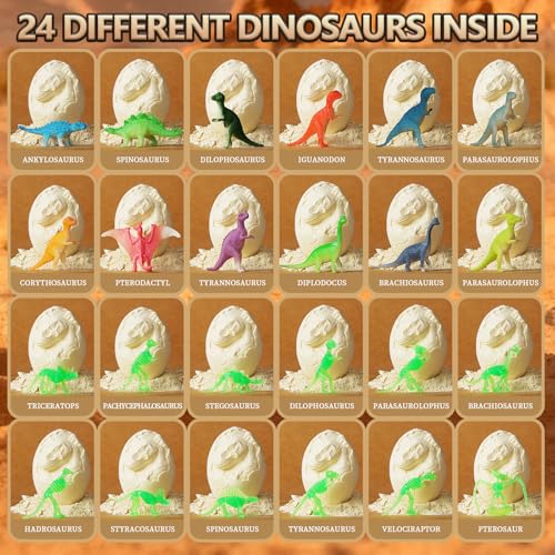 Dinosaur Eggs Toys Dig Kit (24 Eggs) - color: Color & Night Light