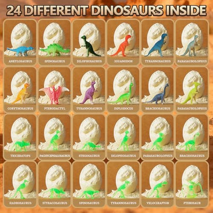 Dinosaur Eggs Toys Dig Kit (24 Eggs) - color: Color & Night Light
