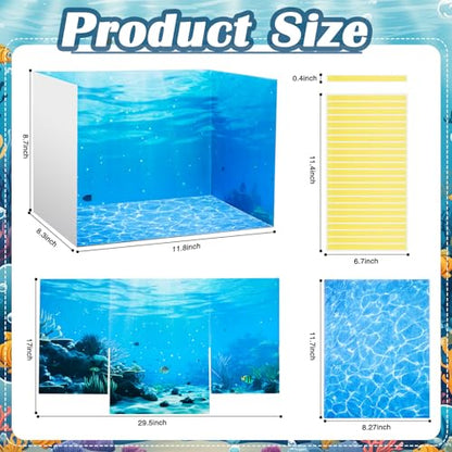 AmazingSpark 6 Set Ocean Diorama Box and Water Sticker Decor, Ocean Habitat Diorama Project Supplies Set, Cardboard Display Case Kit & Water Sticker with Double Sided Tapes for DIY Crafts - style: Ocean