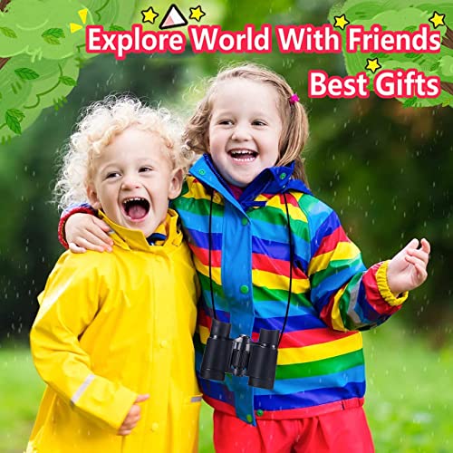 Kids Binoculars Ages 3-12 with Compass & Whistle - color: Black