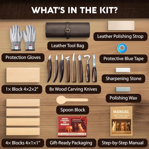 Wood Carving Kit for Beginners - Gift Ready Whittling Kit Set 32pcs