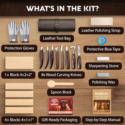 Wood Carving Kit for Beginners - Gift Ready Whittling Kit Set 32pcs