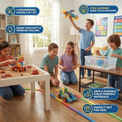 STEM Toys for Kids Ages 8-12 | 4-in-1 Science Kit Build Engineering Projects | Educational Toys Gift for Boys & Girls Age 8 9 10 11 12 Year Old