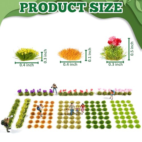 Warmtree 175 Pcs Static Grass Bushy Tufts Miniature Colorful Flower Cluster - color: Color B