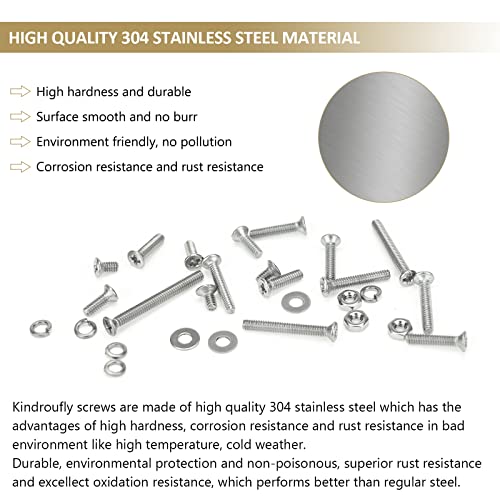 562 Pieces M2 x 4/6 /8/10 /12/16 /20mm Phillips Countersunk Head Machine Screws Nuts Washers Assortment Kit, 304 Stainless Steel, Fully Machine Thread - size: M2, style: Phillips Countersunk Head