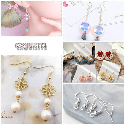 Hypoallergenic Earring Hooks 800 PCS/125 Pairs, Silver Plated Fish Hooks - color: Silver,Gold, size: 800pcs