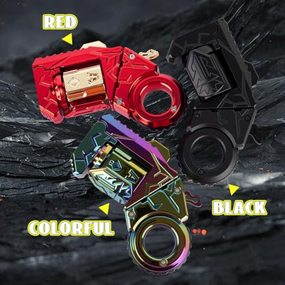 Metal Fidget Toys Gun for Adults - Alloy Fidget Gun Cool Fidget Spinner Gun Slider Dual Form Transformable Stress Relief EDC Desk Toy (Red) - color: Red