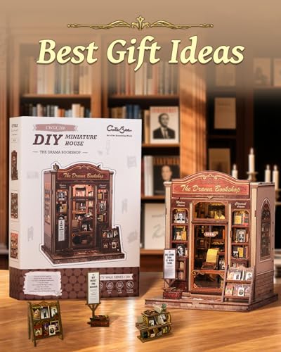 CUTEBEE Book Nook Kit, DIY Miniature House Kit for Adults, Bookshop Booknook - color: Drama Bookshop