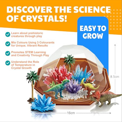 4M Crystal Growing - Dino Crystal Growing Kit - Explore Science, Creativity, and STEM Learning with a Vibrant Terrarium Kit, Custom Colors, and a Fun Dinosaur-Themed Adventure - style: Crystal Growing Dinosaur Terrarium