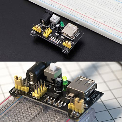 3.3V 5V MB102 Solderless Breadboard Power Supply Module with 9V Battery Clip Power Cable 2.1x 5.5mm Male DC Jack Plug for Arduino (Pack of 8) - size: 8 Set