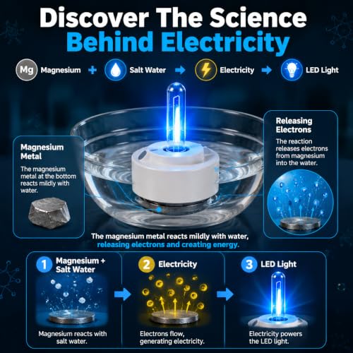 Salt Water Lamp, STEM Kit for Teens,Hydro-Powered Light (White)