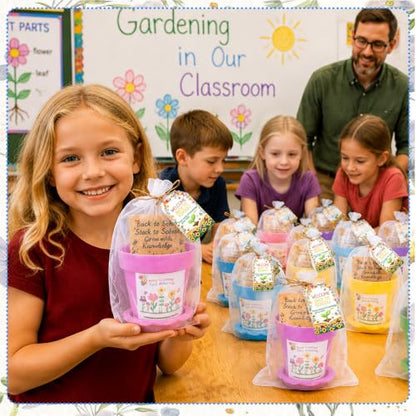 Back to School Mini Flower Pots Kit Plant Garden Pot with Thank You Cards