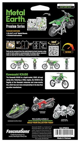 Metal Earth Premium Series Kawasaki KX450 Dirt Bike 3D Metal Model Kit Fascinations