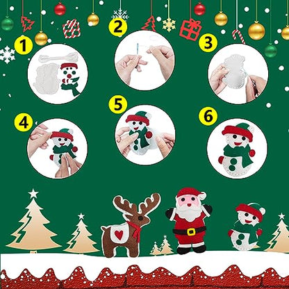 Jtnohx Sewing Kit for Kids, Felt Christmas Ornaments Set, 5 Sets DIY Craft Kits - Christmas Deer, Santa Claus, Snowman, Heart, Christmas Tree Decor for Home Party Decorations