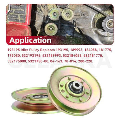 GELASKA 2 Pack 193195 189993 Idler Pulley for Husqvarna 48" GT5000 GTH2548 - color: A12 2x193195