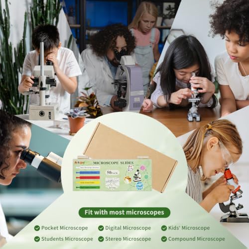 50 PCS Prepared Microscope Slides with Specimens Biology STEM Kit