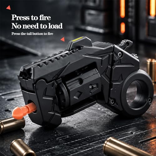 Metal Fidget Toys Gun for Adults: EDC Stress Relief Fidget Spinner Toy, 5 in 1 Mini Cool Fidgets Guns with Slider & Finger Ring for Men (JJ011 - Black) - color: Jj011 - Black