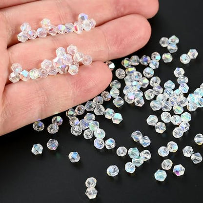 1000pcs 4 mm Bicone Crystal Beads Faceted Crystal Glass Beads Bulk for Jewelry Making DIY Necklace Bracelet Earring (Crystal AB Color) - color: Crystal AB