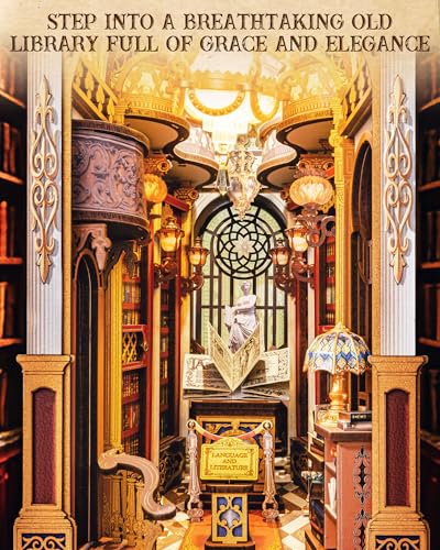 Rolife Book Nook Kit Baroque Library Snap-Fit 3D Wooden Puzzles for Adults - color: Library of Wonders