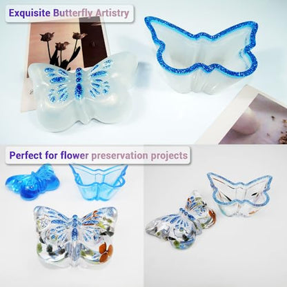 Butterfly Shaped Resin Jar Mold with Lid, Silicone Mold for Epoxy Resin