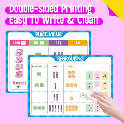 8 Packs Place Value Whiteboards, Double-Sided Dry-Erase Cards, Writable and Erasable Math Learning White Board for Kids, Students, Classroom and Home (Each Measures 12” x 9”) - color: Place Value Whiteboards-b