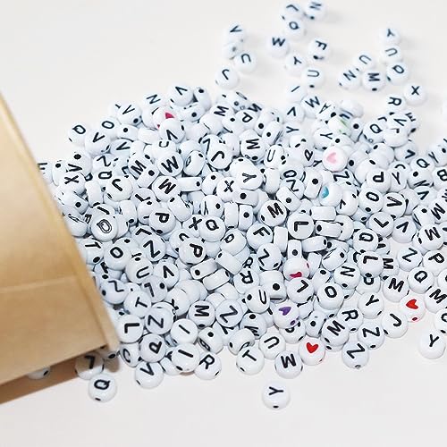 YMSDZHL Alphabet Beads A-Z 1300Pcs Letter Bead for Bracelet Jewelry Making - color: Black