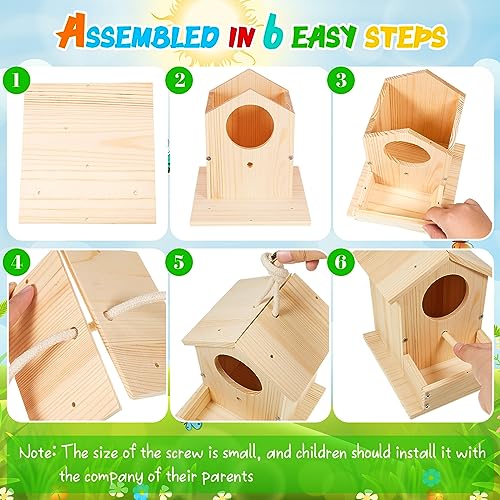 Liliful 16 Pack DIY Birdhouse Kit to Build and Paint, Wooden Bird House
