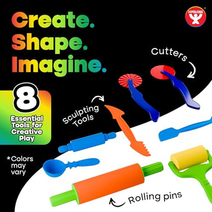 Hygloss Dough Tools 8 Pc Set, Cutters, Rollers and Rolling Pins for Kids - color: Tools (8 Pcs.)