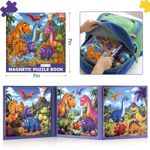 Biarek Dinosaur Magnetic Puzzles for Kids 3-5, 37-Piece Travel Set - color: Dinosaur - 37 Pieces