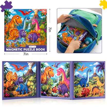 Biarek Dinosaur Magnetic Puzzles for Kids 3-5, 37-Piece Travel Set - color: Dinosaur - 37 Pieces