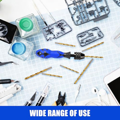 Hand Vise Hand Drill Manual Adjustable Pin Vise 0.8~6.5mm with 13 Pcs Drill Bits HSS Twist Drill Bits Set(0.8mm-6.5mm) for Wood, Jewelry, Plastic, Beads Etc - size: 14 PCS(1Pin Vise+13drill bits)