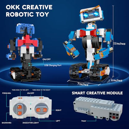 okk Robot Building Toys for Boys, STEM Projects for Kids Ages 8-12, Remote & APP Controlled Engineering Learning Educational Coding DIY Building Kit Rechargeable Robot Toy Gifts for Girls