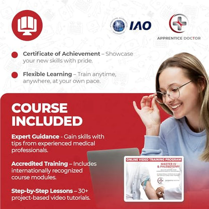 The Apprentice Doctor Phlebotomy Practice Arm Kit with Online Learning – Skill-Building Model Arm for Students, Beginners & Home Study