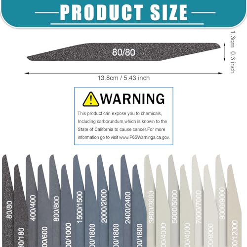 Honoson 20 Pcs Sanding Sticks Model, Low and High Grits, Double Angle Shape - style: Double Angle Shape