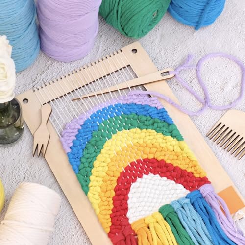 HAND U JOURNEY Medium Rectangle Weaving Loom Kit, 2 Sizes with Tools - size: 7.9''x11.8'' &5.3''x7.8''