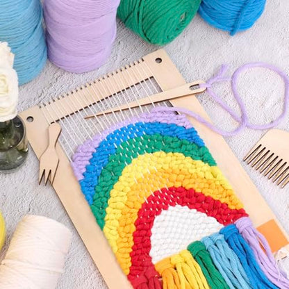 HAND U JOURNEY Medium Rectangle Weaving Loom Kit, 2 Sizes with Tools - size: 7.9''x11.8'' &5.3''x7.8''