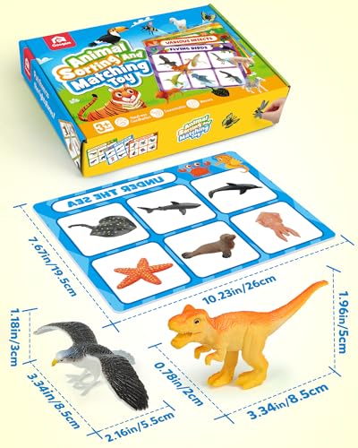 Coogam Sorting Toys for Toddles, Animals Figures Dinosaurs Birds Insects Cognition Matching Game Playset, Fine Motor Learning Activities Educational Toy Gift for 3 4 5 Year Old Kid - style: Animal theme