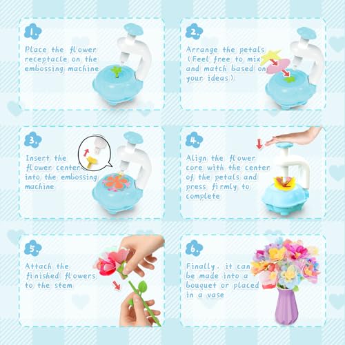 Kufanda Arts and Crafts for Kids 4-6, Toddler & Creative Fabric Flower Bouquets Toys for 4-8 Year Old Kids, for Granddaughters & Craft Lovers, Educational Fun DIY Activity Set - color: Blue